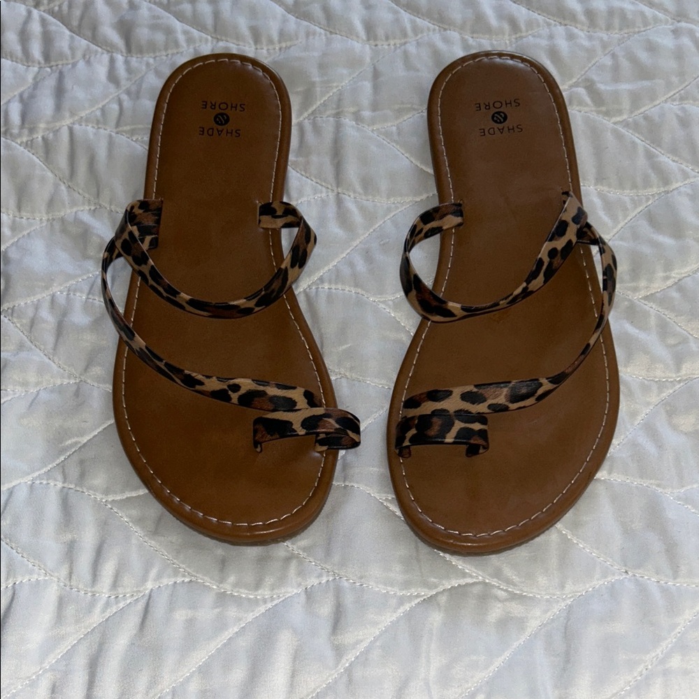 Shade & Shore Leopard-Print Strappy Sandals